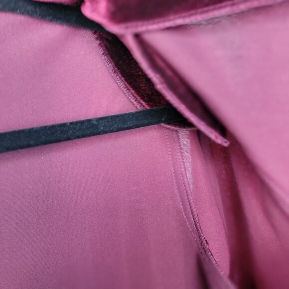 Coldwater Creek Velvet Embroidered Open Front Jacket Sweater Burgundy PM Stretch - Picture 8 of 15